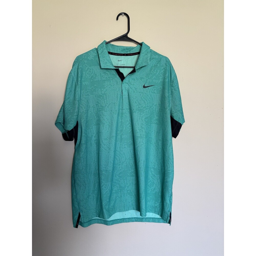 Tiger Woods Collection Nike Dri-Fit ADV Golf Polo Large Green Camo Jacquard